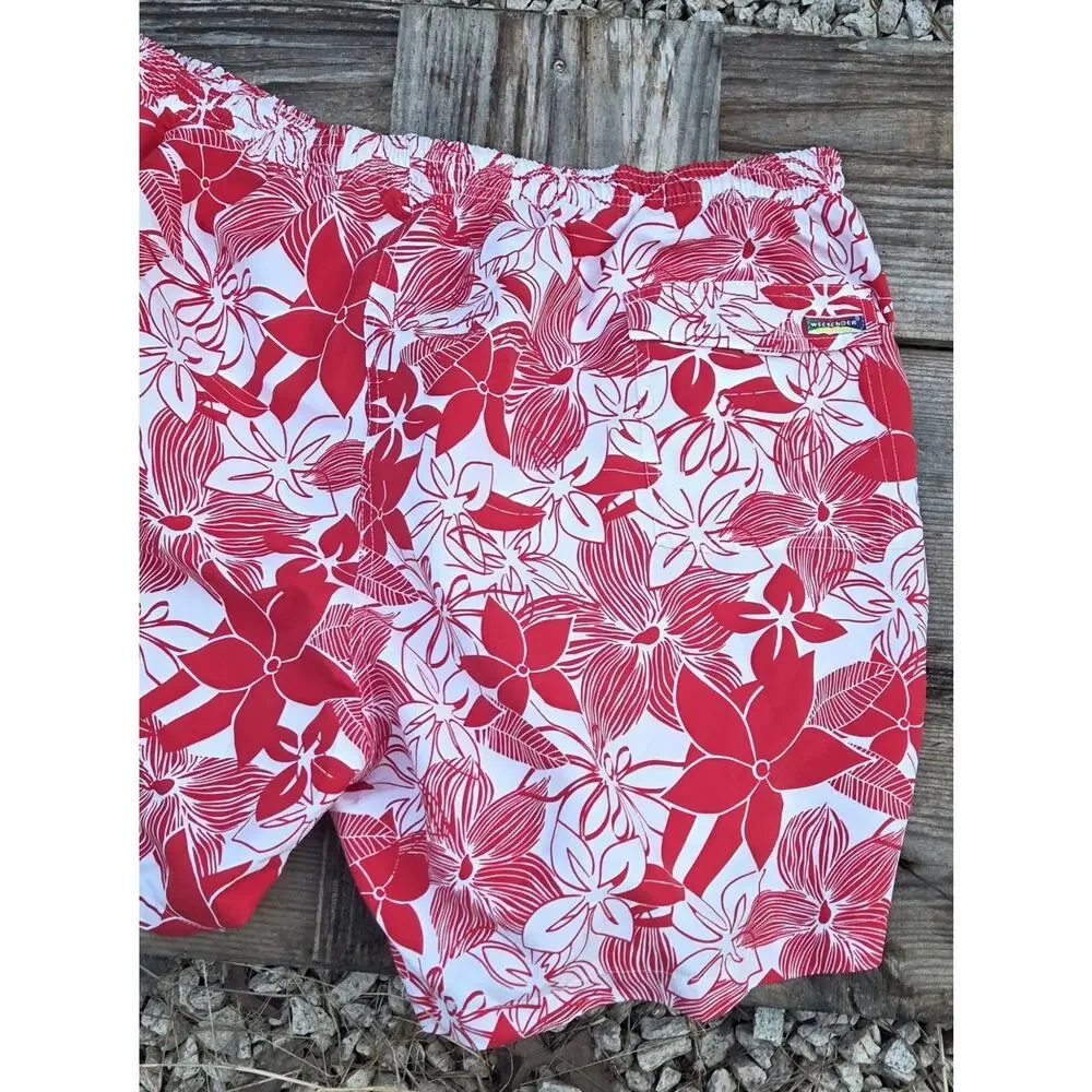 Weekender Swin Shorts 3XL Red white Hawaiian flower Swim Trunks